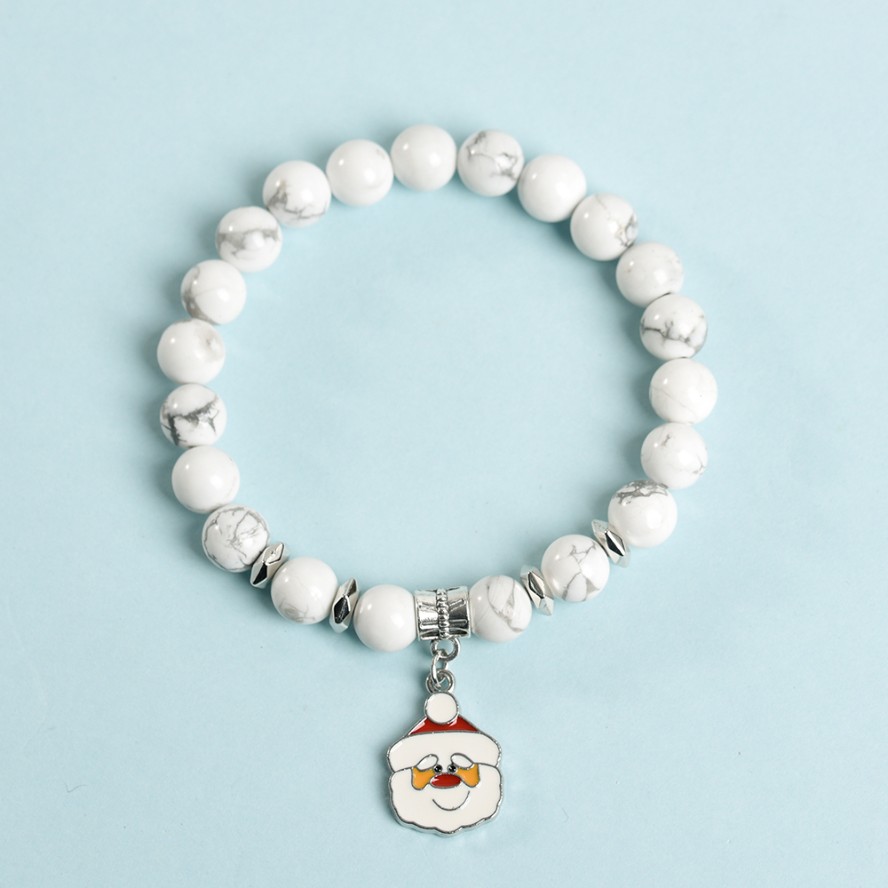 Santa Claus Charm Crystal Natural Stone Bracelet